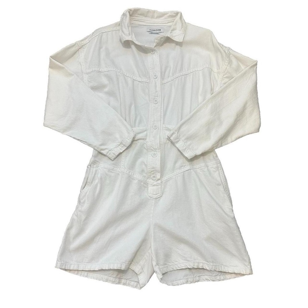 Overlover White Denim Romper Size S